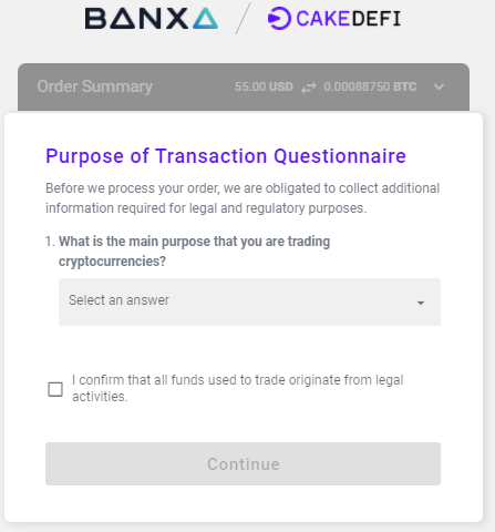 Banxa: Transaktionsgrund benennen