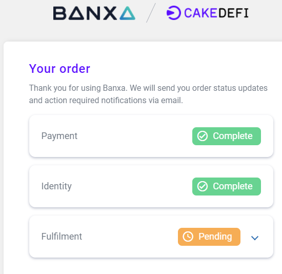 Banxa Zahlungsbestätigung